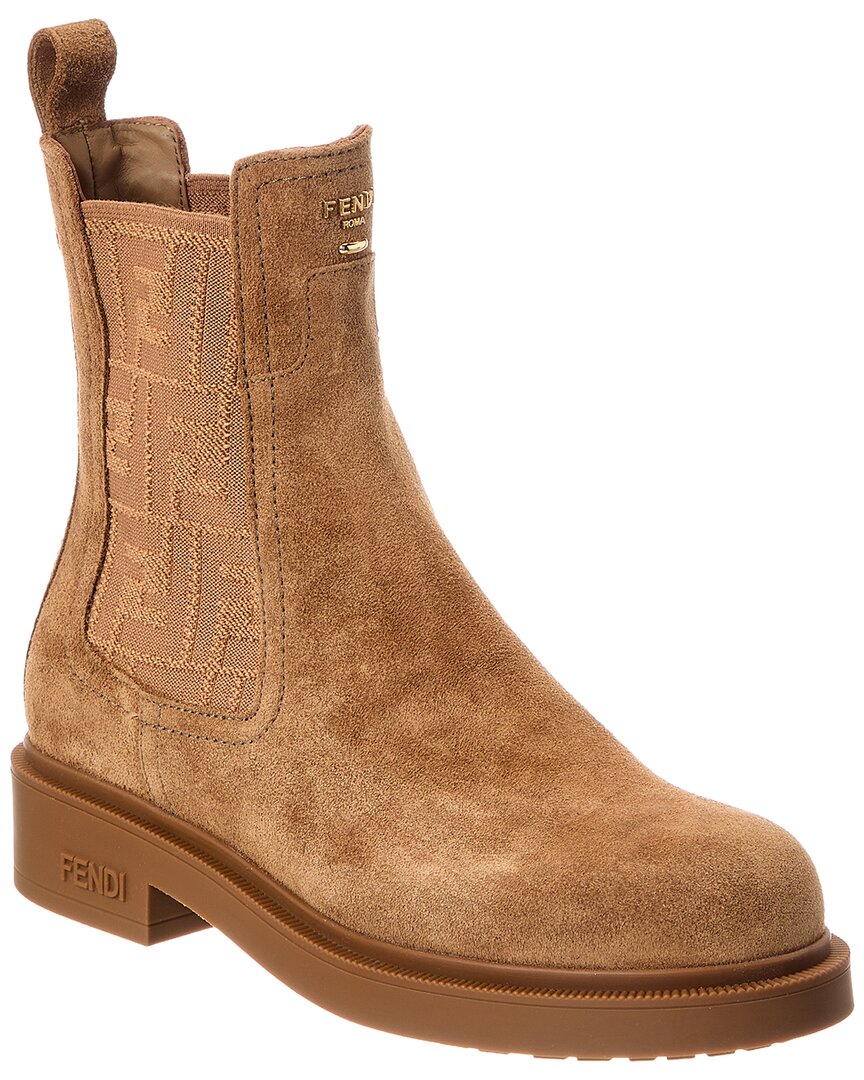 Fendi Filo Suede Biker Boot In Brown