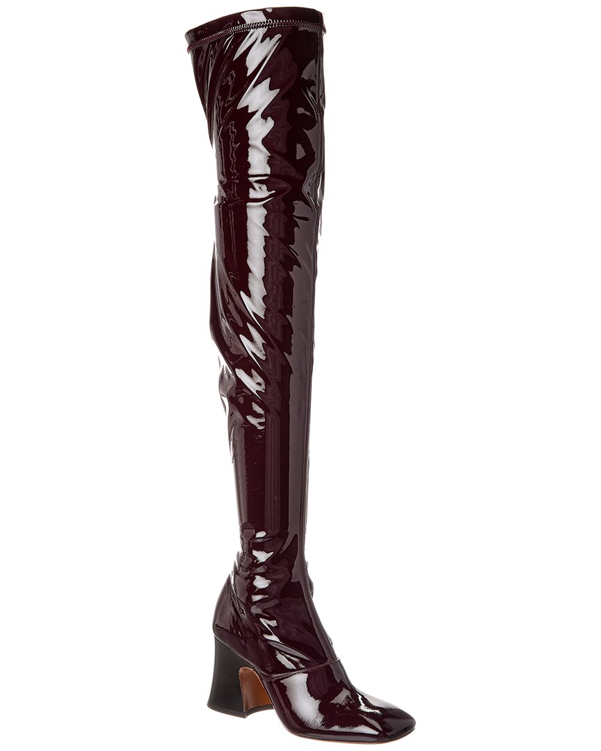 Chloé Janis Patent Over-the-knee Boot In Burgundy
