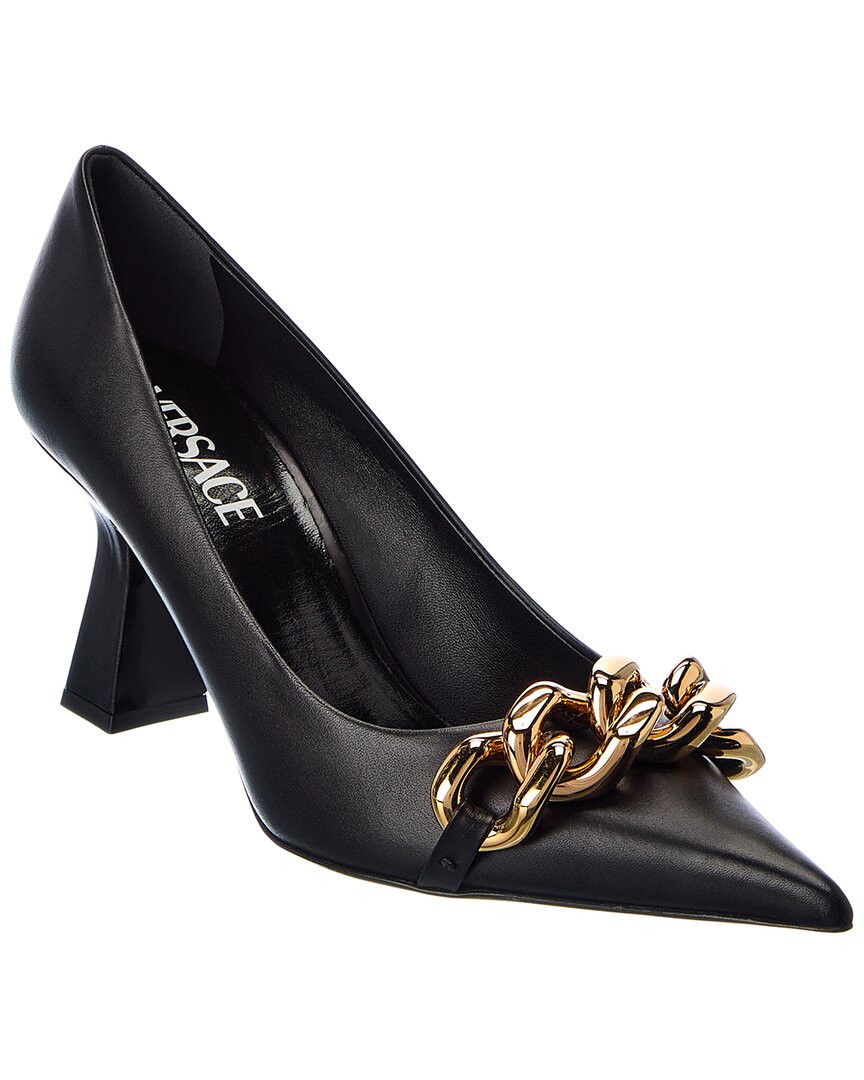 Versace Medusa-plaque Leather Pumps In Black