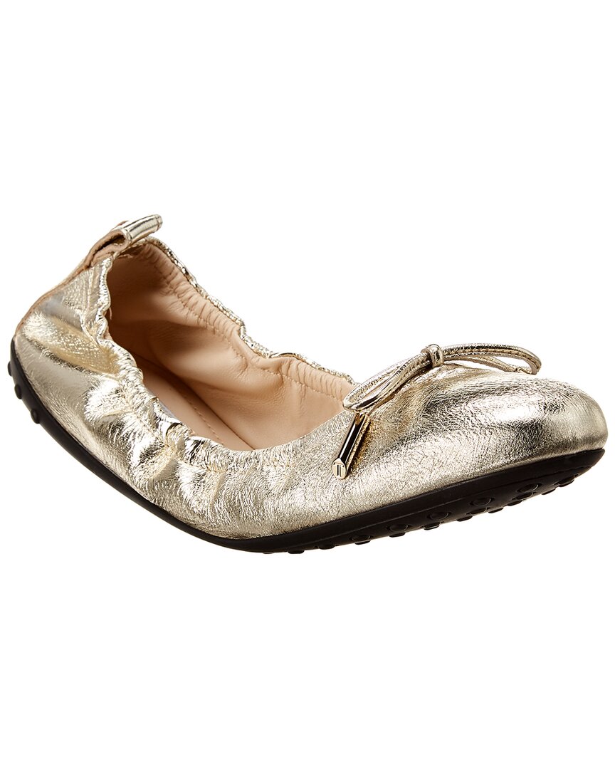 Tod's Gommino Metallic Leather Ballerina Flat