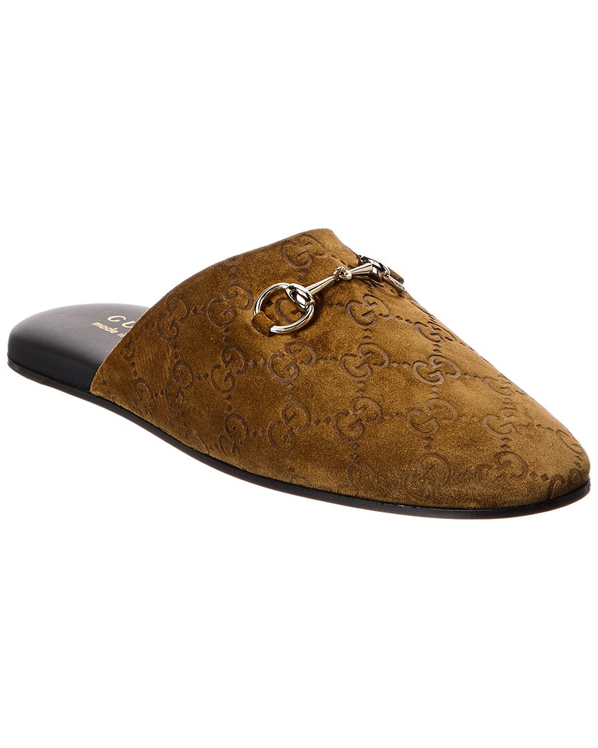GUCCI GUCCI HORSEBIT GG SUEDE MULE