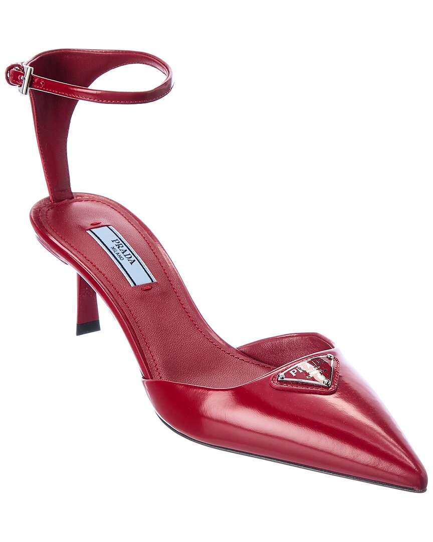 Prada - Women's Brushed Leather Slingback Pumps - (Red) – DSMNY E-SHOP