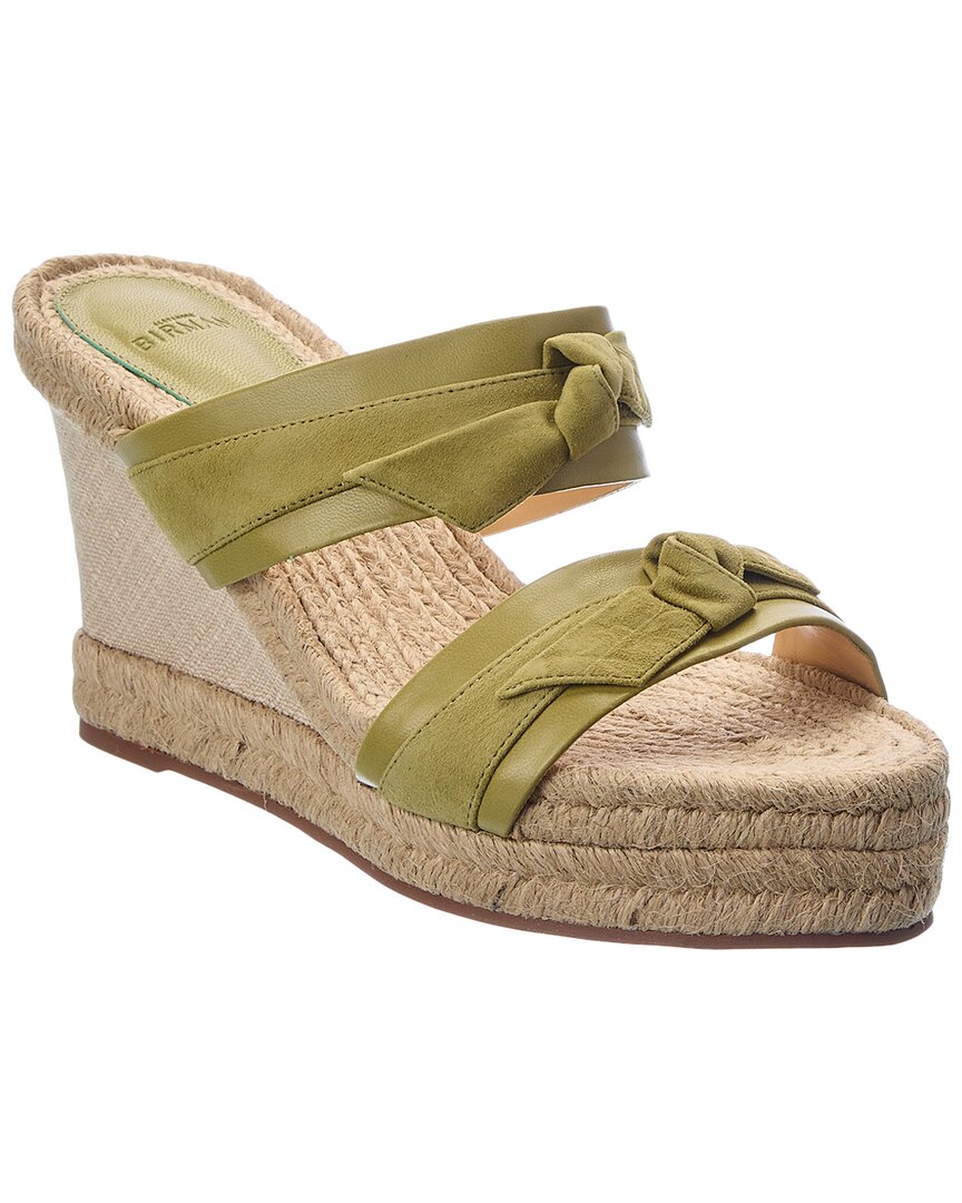 Shop Alexandre Birman Clarita Leather Wedge Sandal In Green