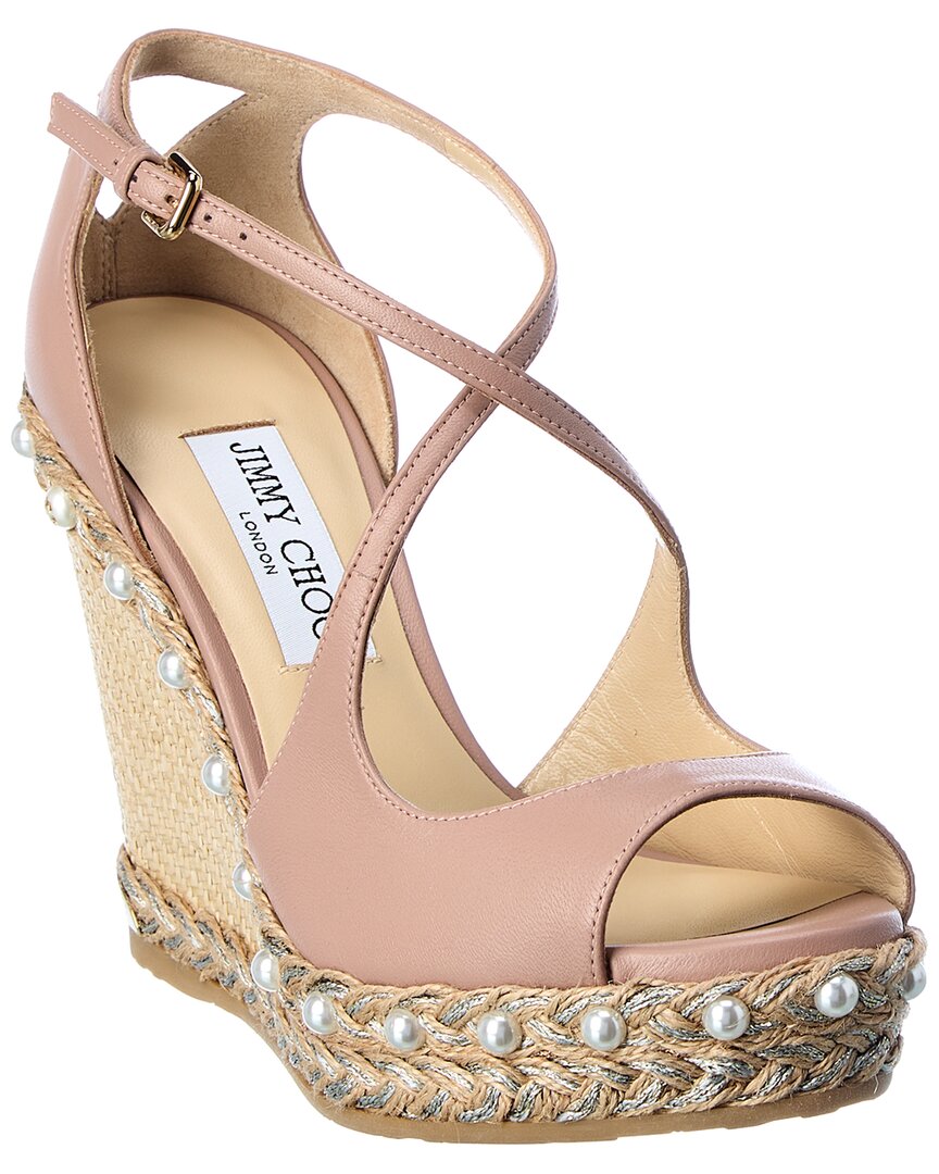 JIMMY CHOO DAKOTA 120 LEATHER WEDGE SANDAL