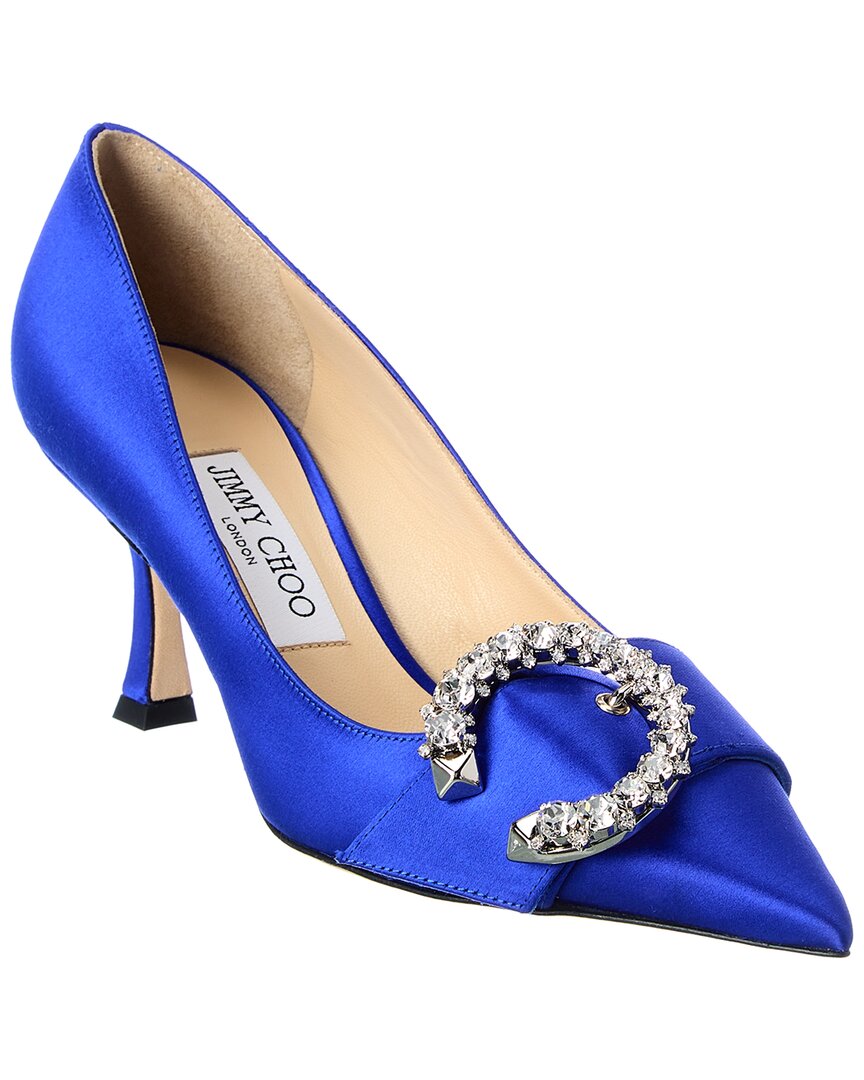 Shop Jimmy Choo Melva 70 Satin Pump In Blue