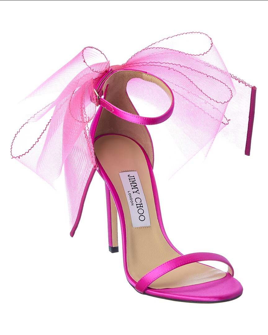 Jimmy Choo Aveline 100 Pink Satin Sandals In Pink