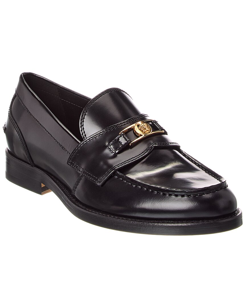 Versace Leather Loafer In Black