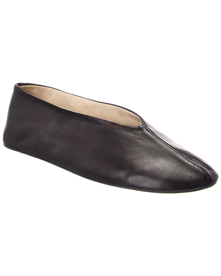 The Row Stella Leather Flat In Black