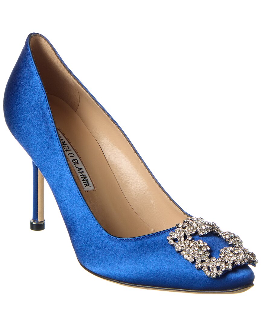 Manolo Blahnik Hangisi 90 Satin Pump In Blue
