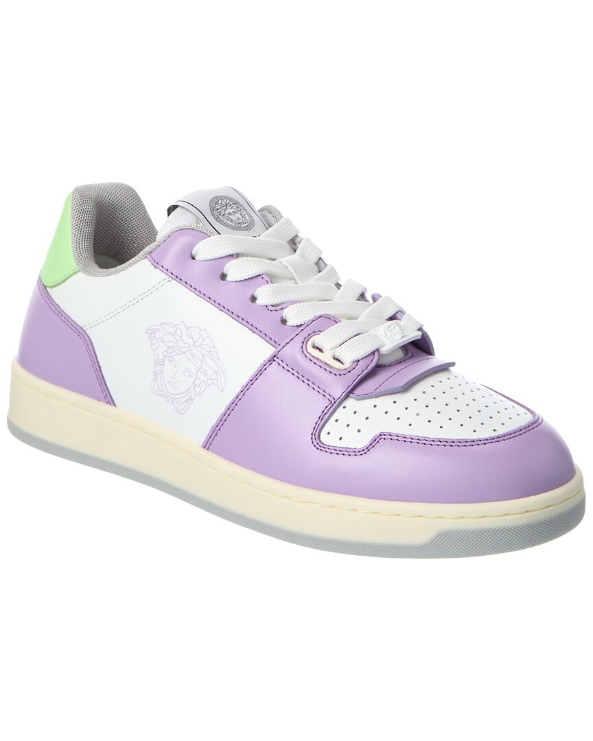 Versace Leather Sneaker In Purple