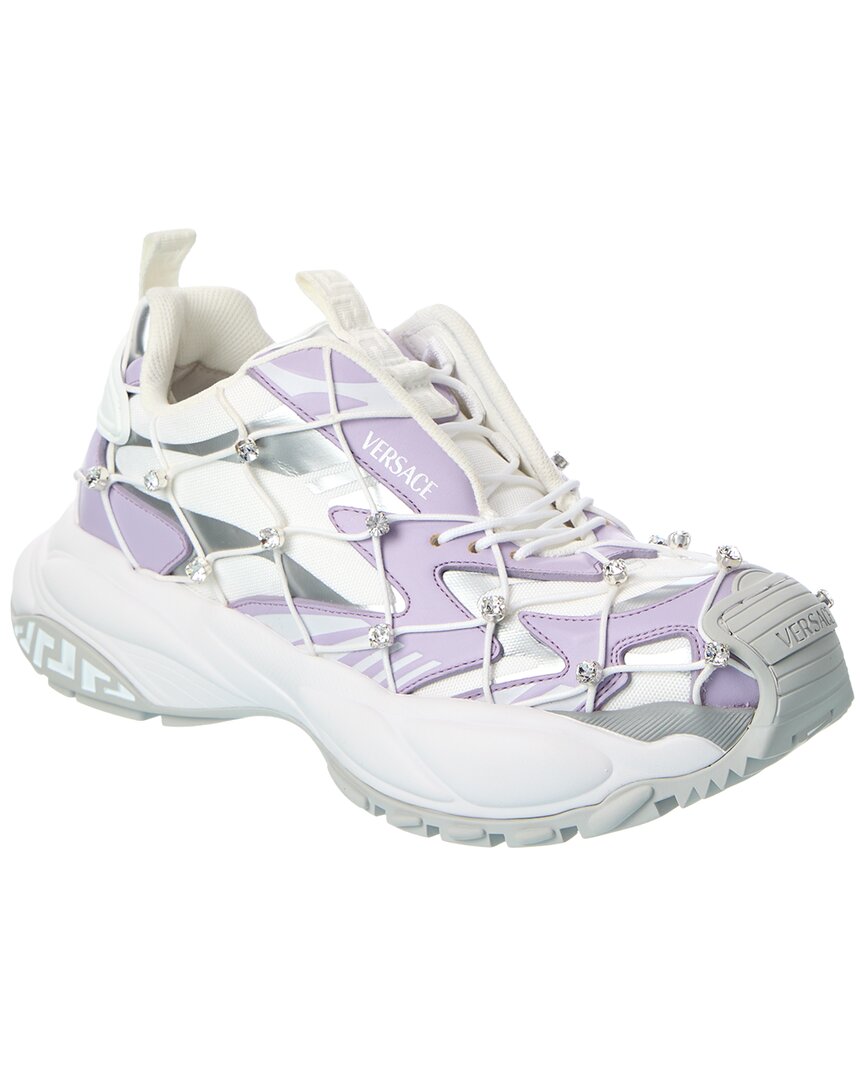 Versace White Fabric Chunky Sneakers In White