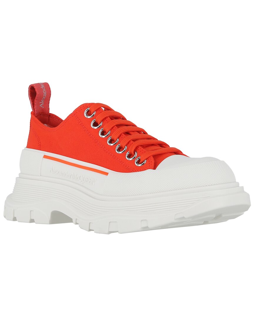 Shop Alexander Mcqueen Tread Slick Canvas & Leather Sneaker In Orange
