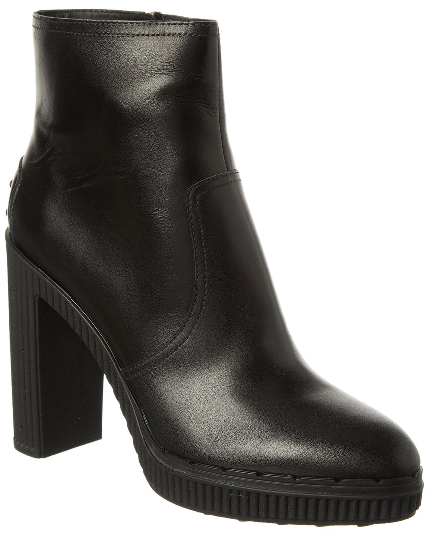 Tod's Leather Platform Bootie In Black