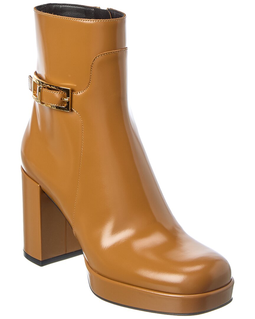 Sergio Rossi Nora Leather Platform Boot In Brown