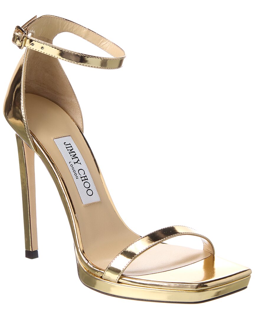 Jimmy Choo Alva Metallic Leather Sandals In Gold