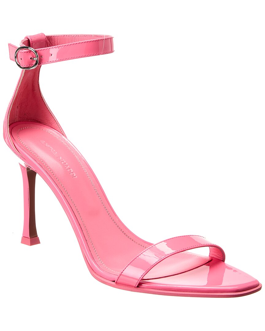 Shop Amina Muaddi Kim Patent Sandal In Pink
