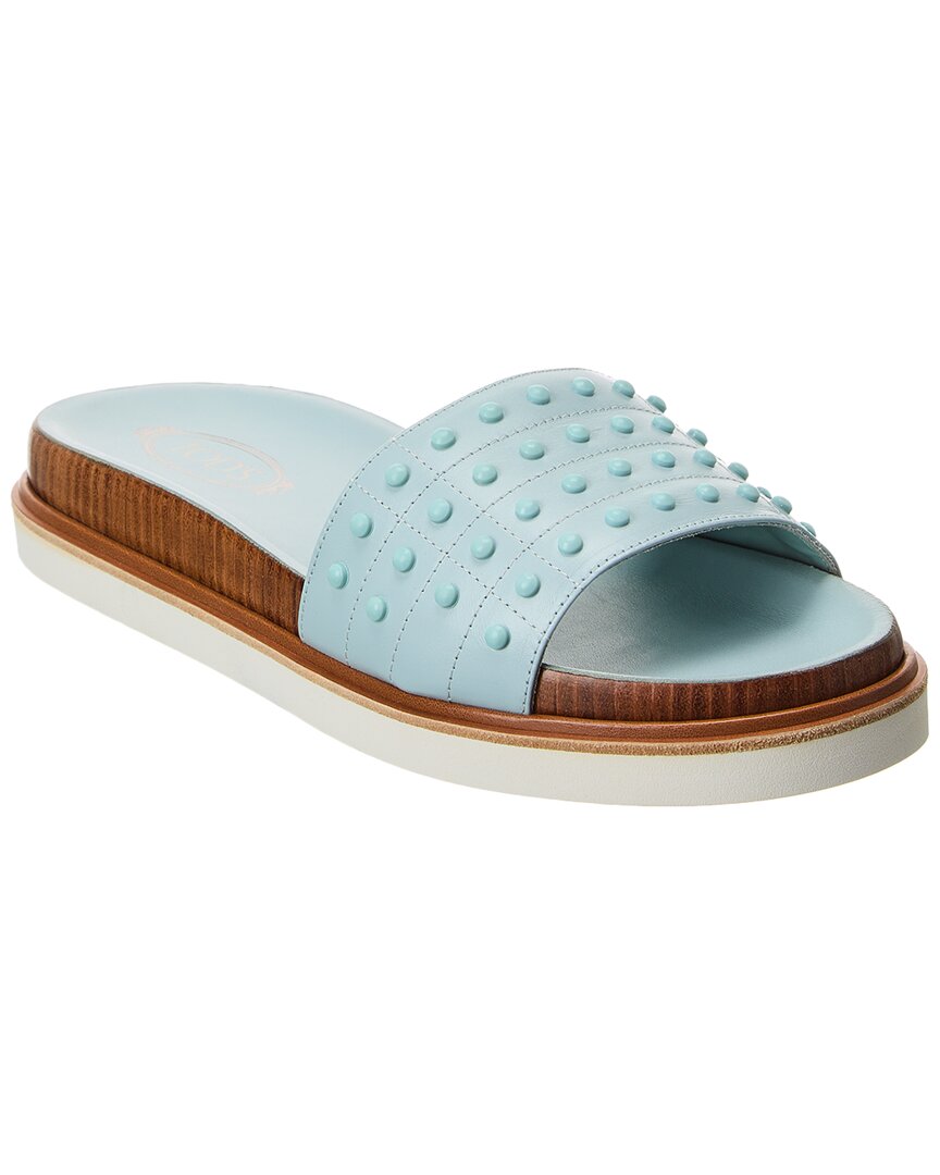 Leather Slides in Blue - Tods