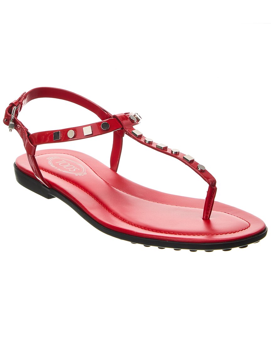 Shop Tod's Leather Sandal In Red
