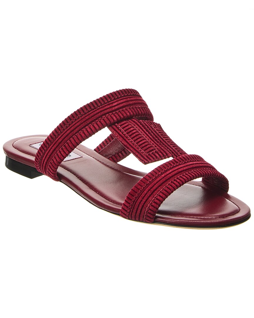 Shop Tod's Double T Strap Suede Sandal In Red