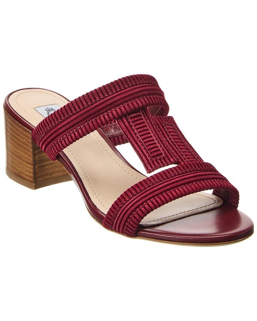 Shop Tod's Double T Strap Suede Sandals In Red