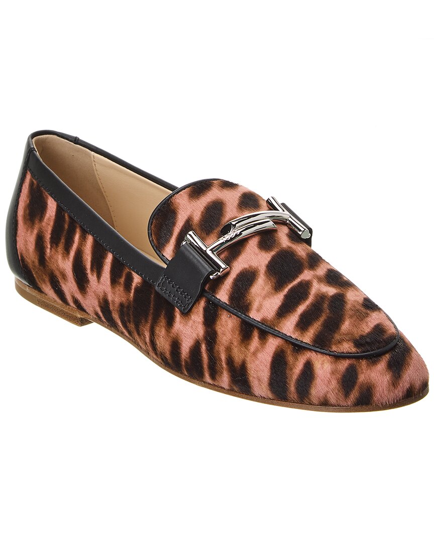 Shop Tod's Double T Haircalf Loafer In Pink