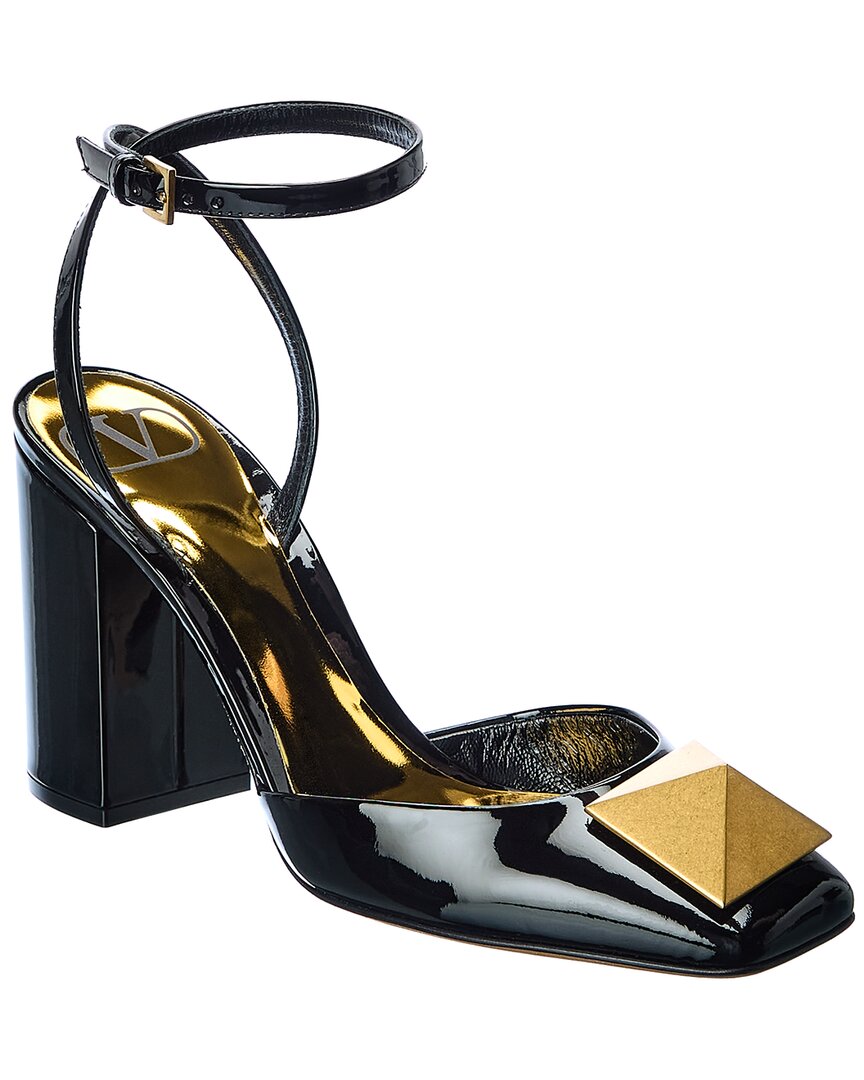 Valentino One Stud Patent Leather Pumps In Black