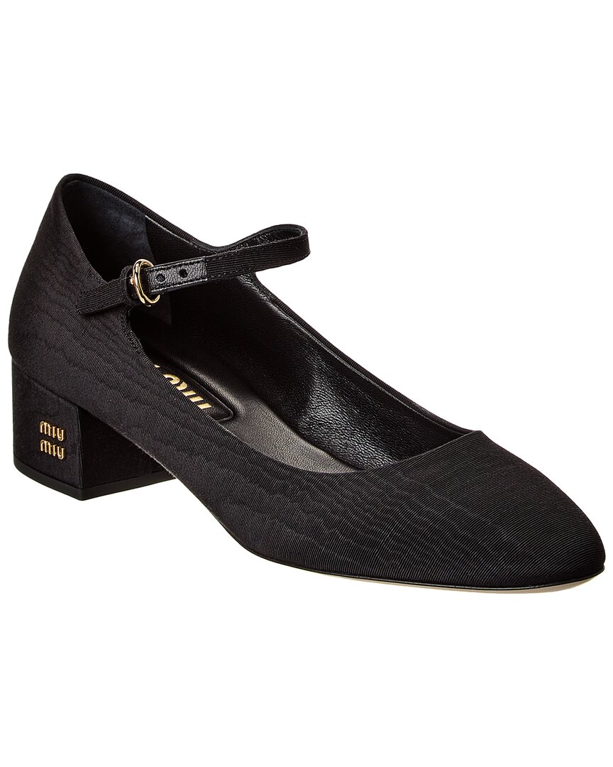 Miu Miu Canvas Leather-lined Mary Jane Pumps In Black