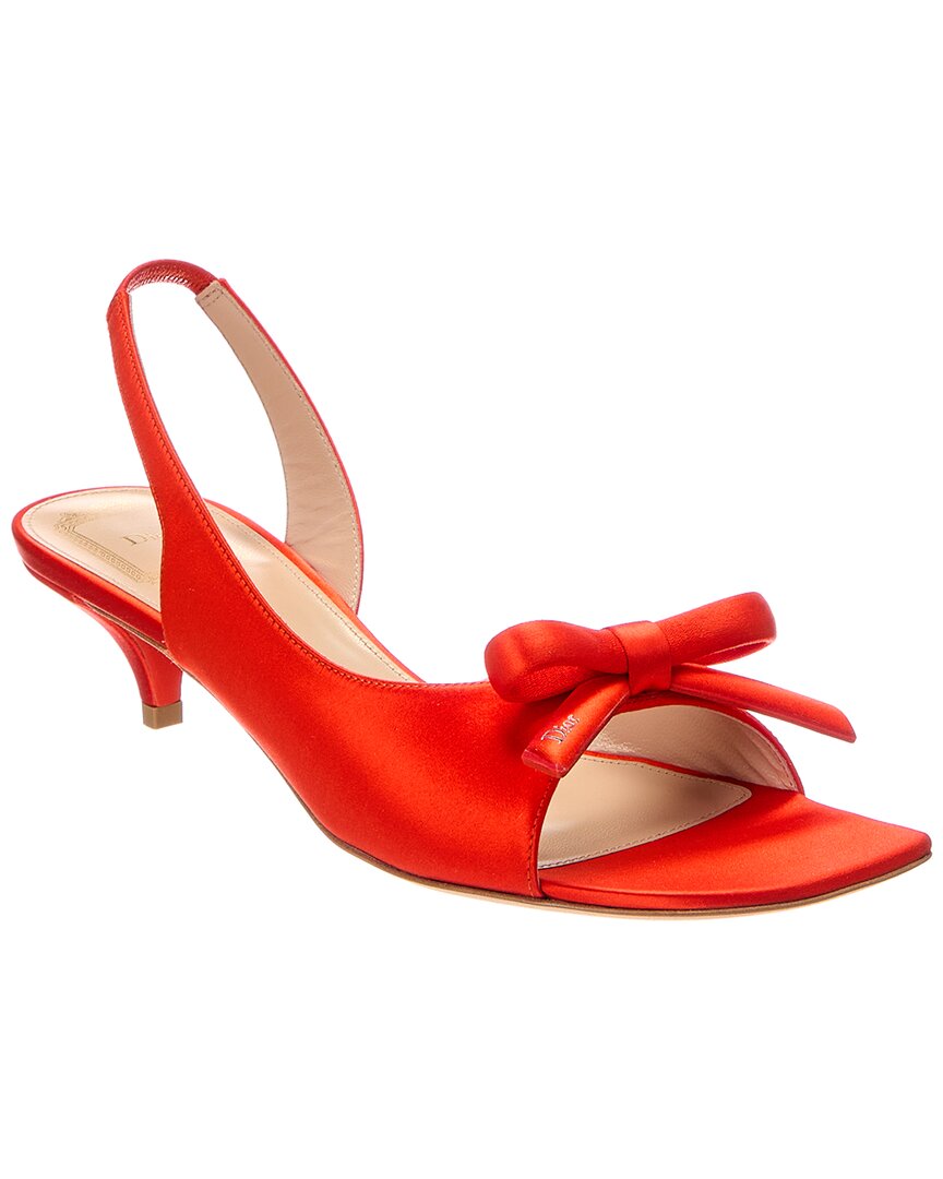 Dior Bow Satin Slingback Sandal In Orange