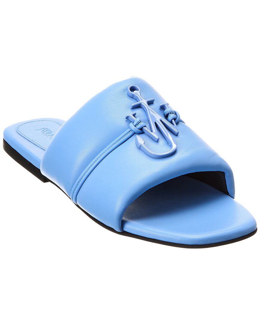 Shop Jw Anderson Anchor Logo Leather Sandal In Blue