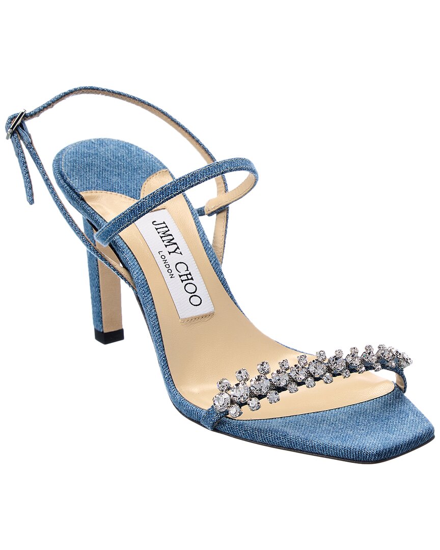 Shop Jimmy Choo Meira 85 Denim Sandal In Blue