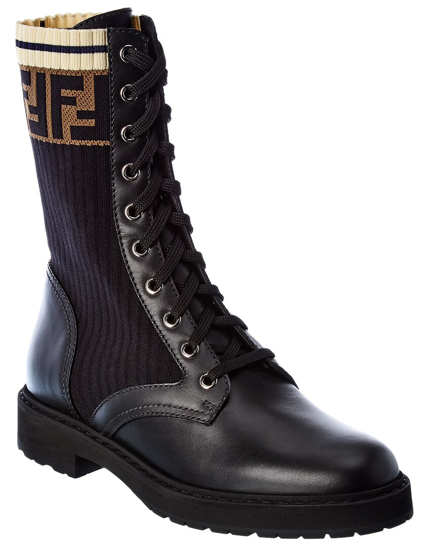 Fendi Dnu Inv  Ff Motif Leather Boot In Black