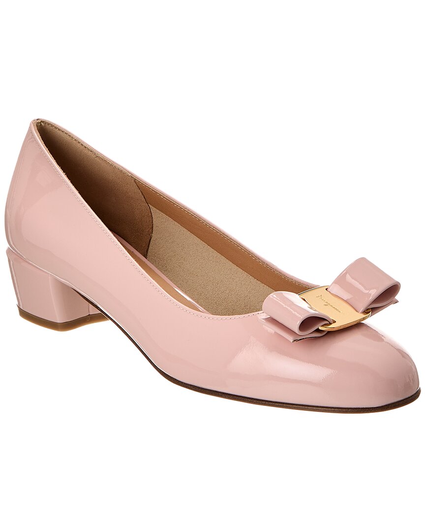 Ferragamo Logo Shoes With Low Heels In Pink