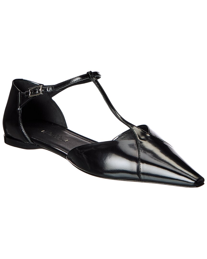 Max Mara Leather Flat In Black