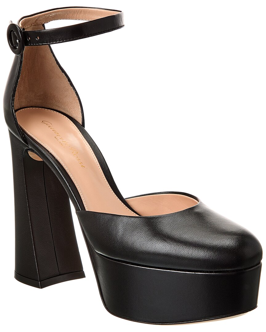 Shop Gianvito Rossi Holly D'orsay 70 Leather Platform Pump In Black