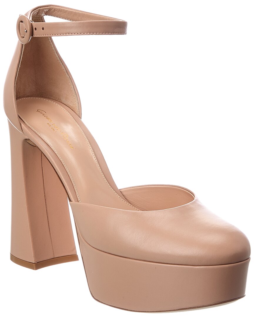 Gianvito Rossi Holly D'orsay Leather Platform Pump In Brown