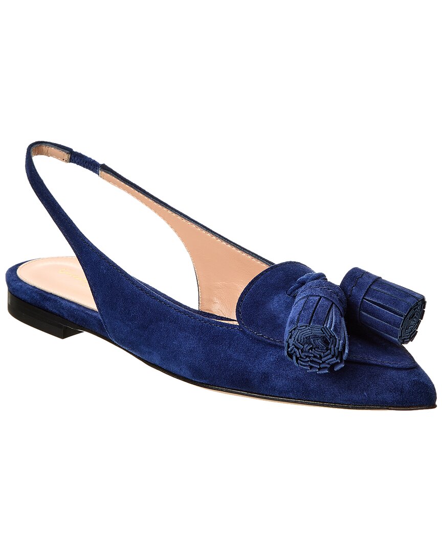 Shop Gianvito Rossi Slingback Suede Flat In Blue