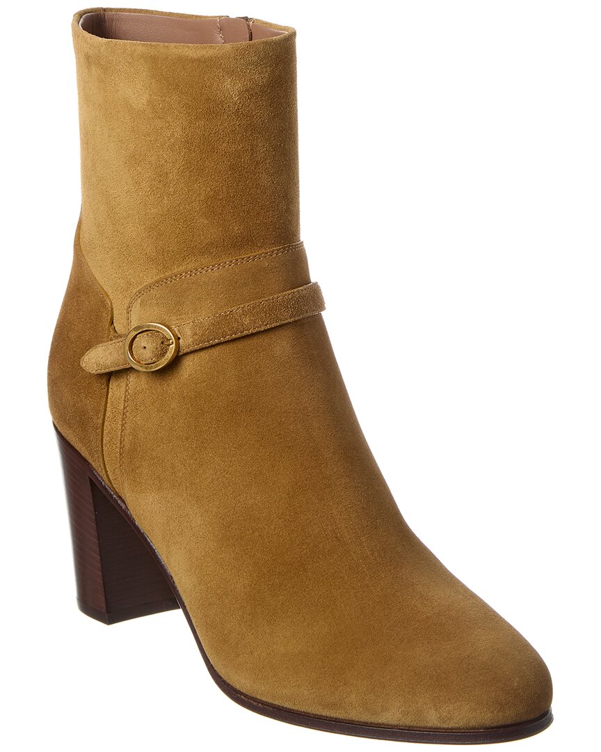 Valentino Gold/Brown Vlogo 90 Suede Bootie