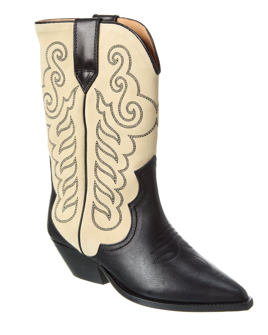 Shop Isabel Marant Duerto Leather & Suede Cowboy Boot In Black