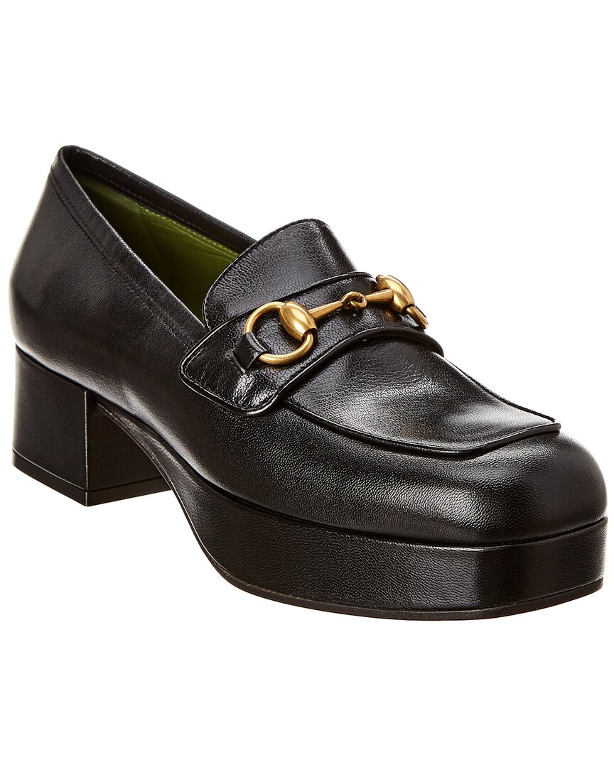 Gucci Horsebit Leather Platform Loafer In Black