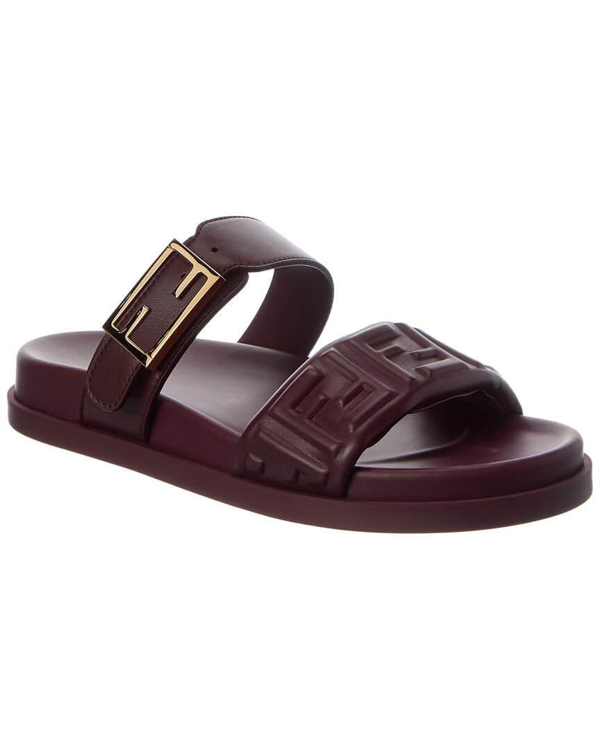 Fendi Feel Ff Leather Sandal In Red