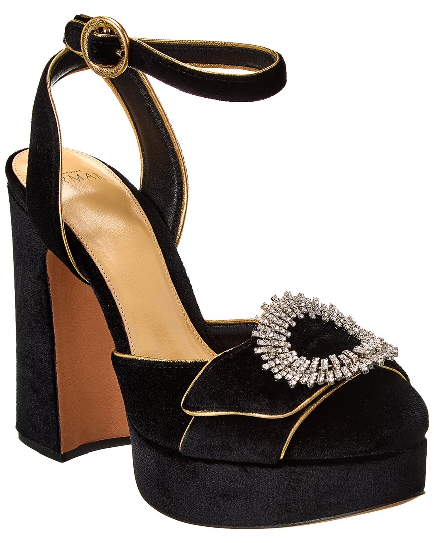 Alexandre Birman Madelina Curve Velvet Pump In Black