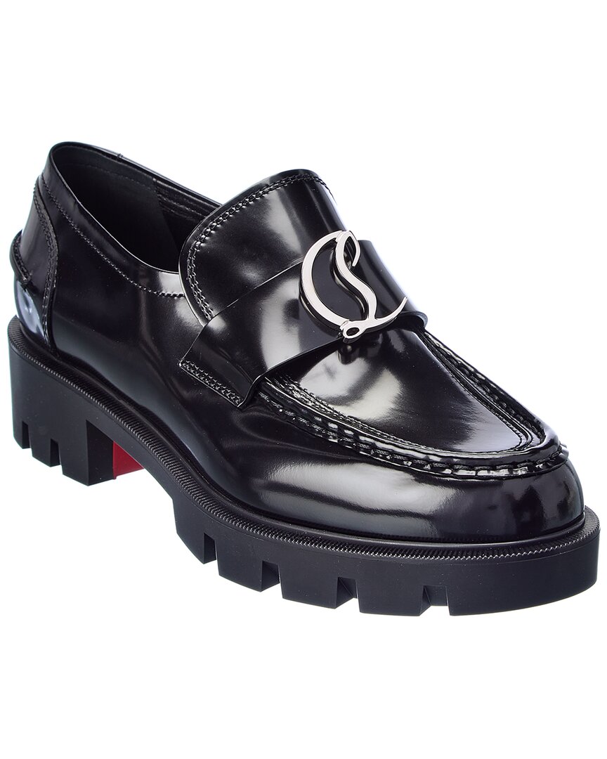Christian Louboutin Cl Moc Lug Leather Loafers In Black