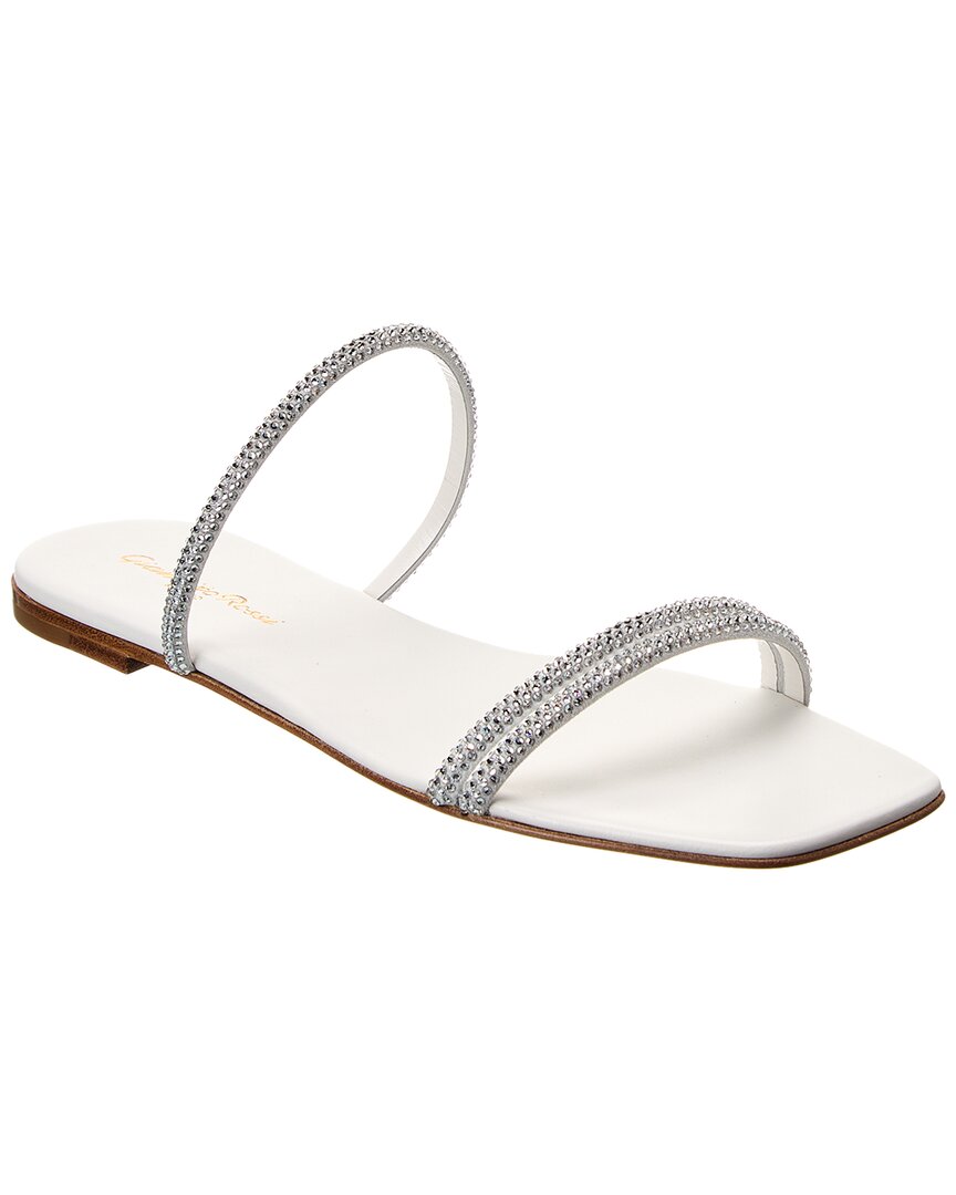 Shop Gianvito Rossi Cannes Leather Sandal In White