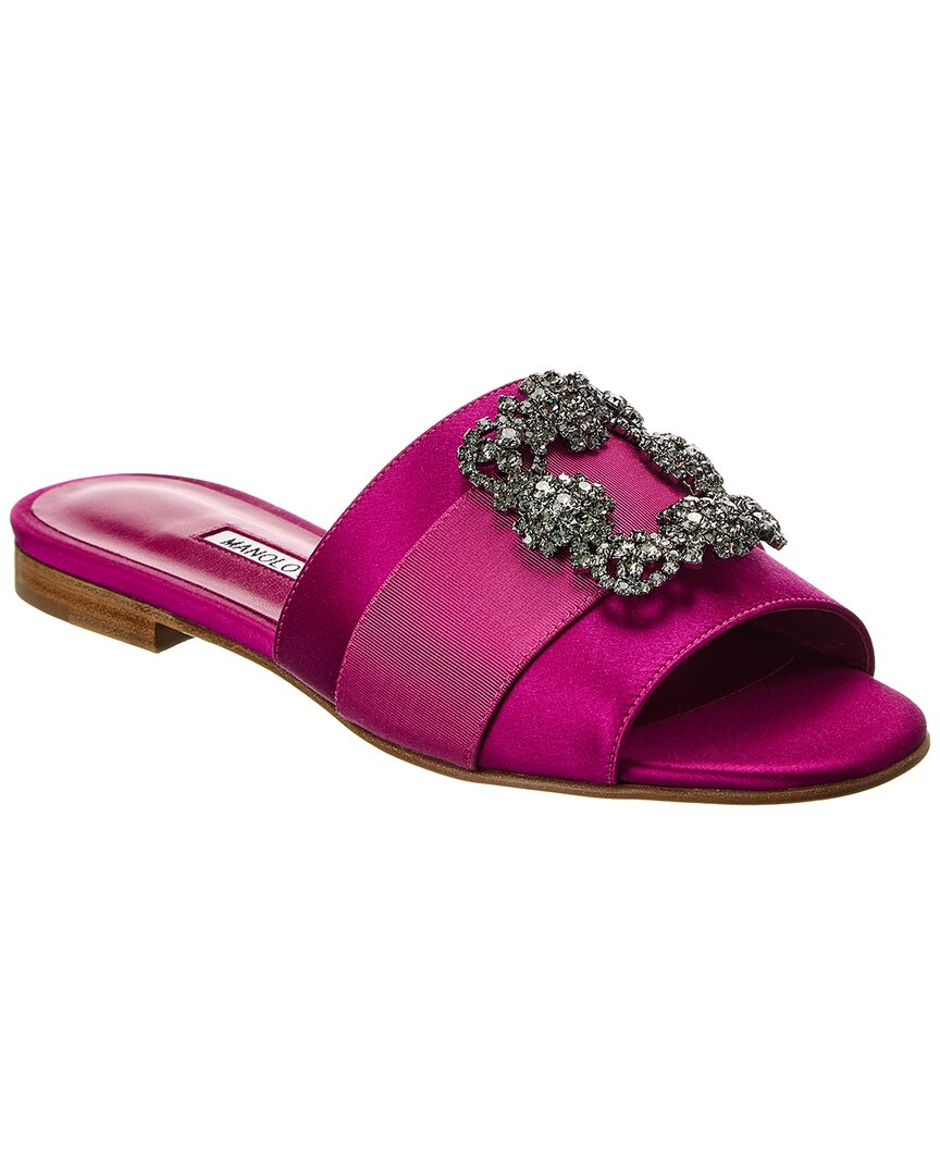 Shop Manolo Blahnik Martamod Satin Sandals In Pink