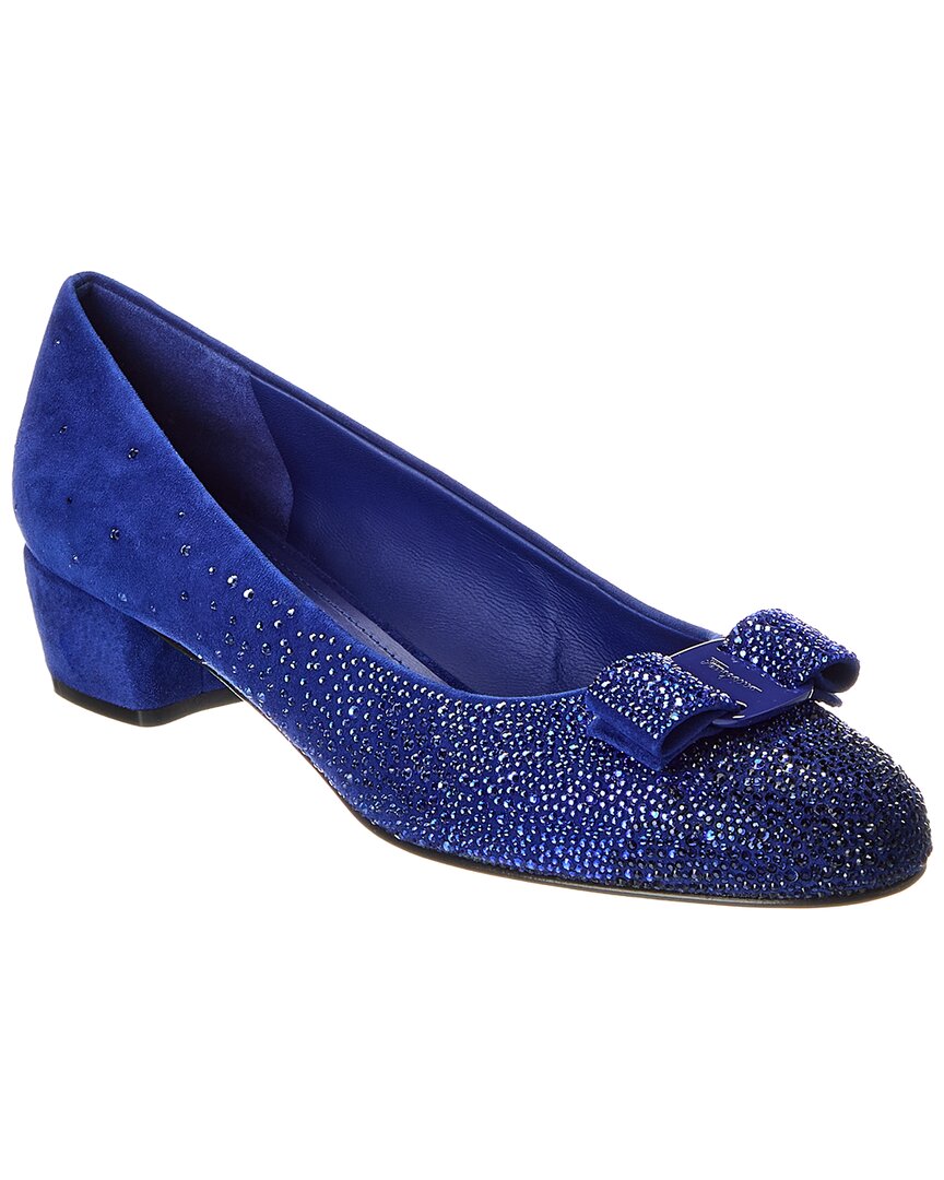 Ferragamo Vara Suede Pump In Blue