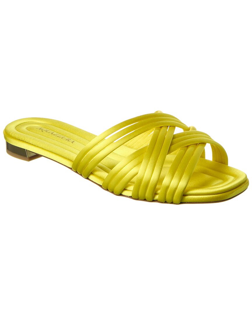 Shop Aquazzura Oahu Satin Sandal In Yellow