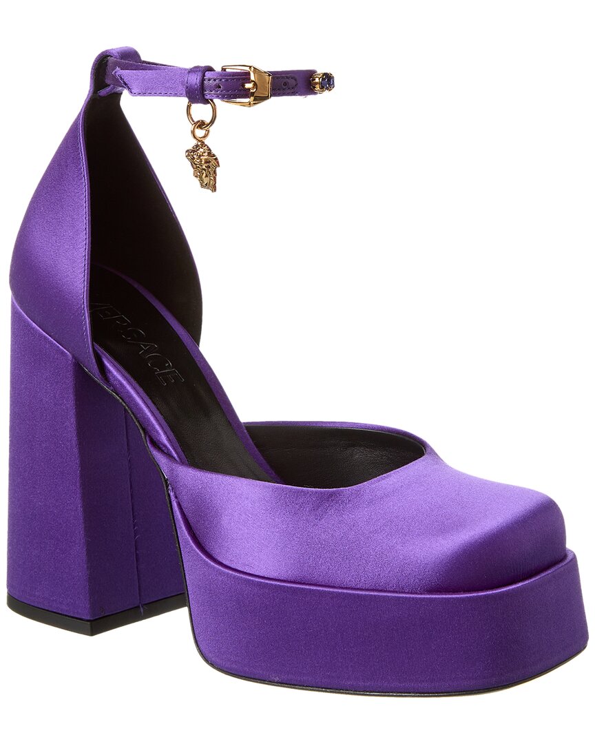 Shop Versace Aevitas Silk Platform Pump In Purple