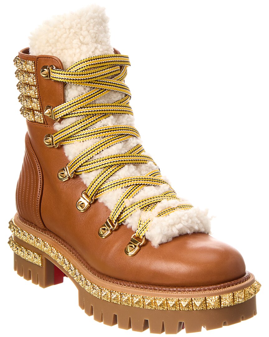 CHRISTIAN LOUBOUTIN YETI DONNA LEATHER & SHEARLING BOOTIE