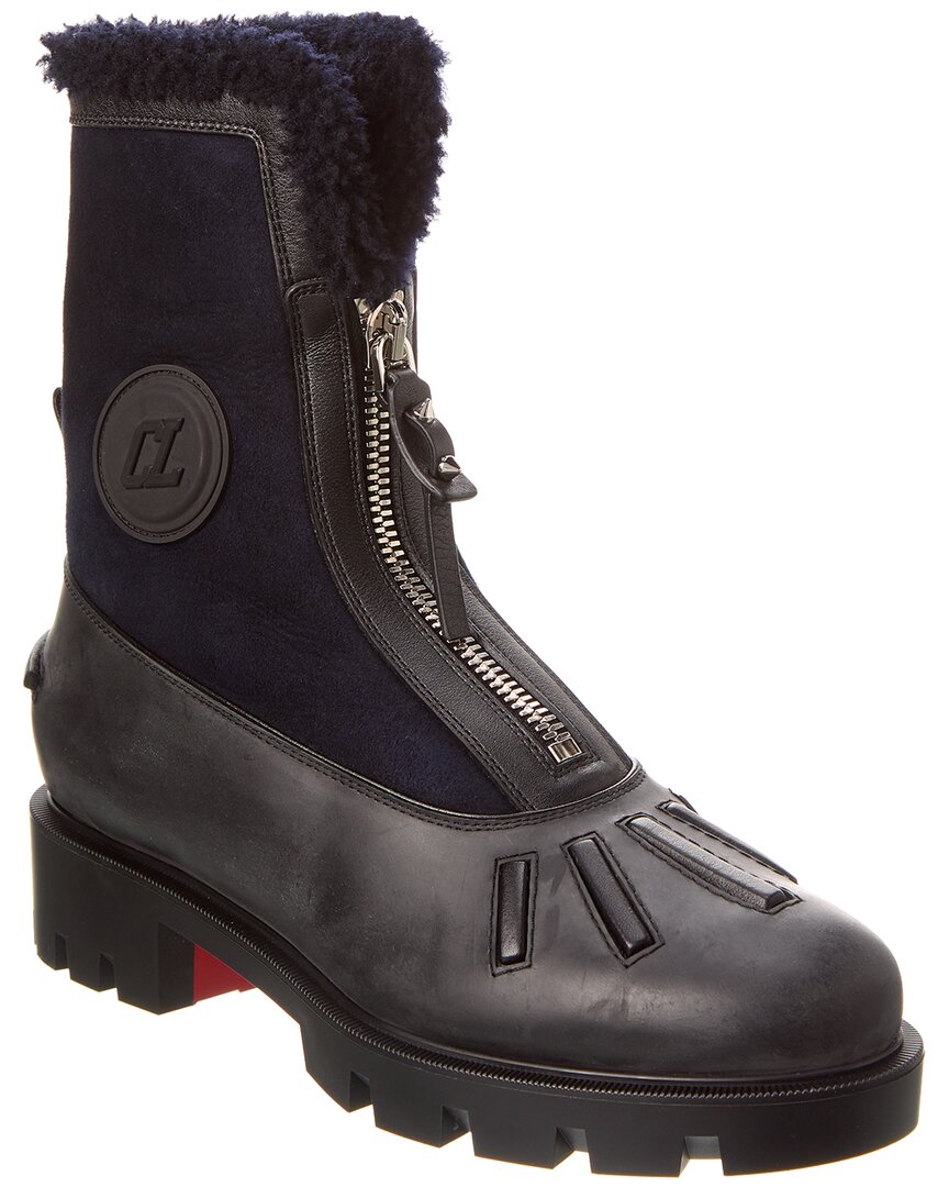 Shop Christian Louboutin Glory Suede & Rubber Boot In Black