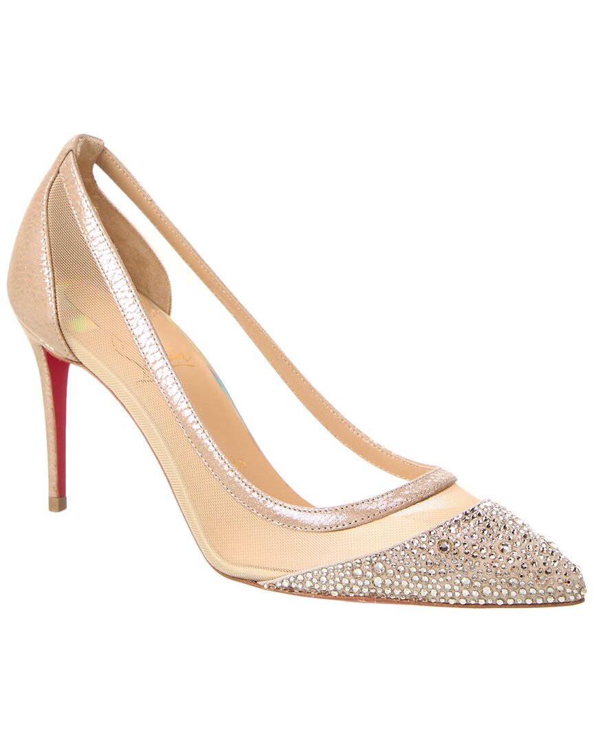 Christian Louboutin Galativi 85 White Leather and Mesh Heels